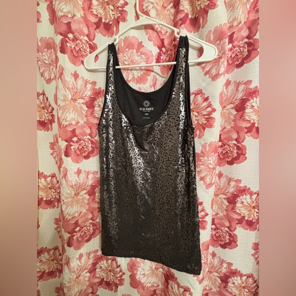 Old Navy Gray Sequin Tank Top
